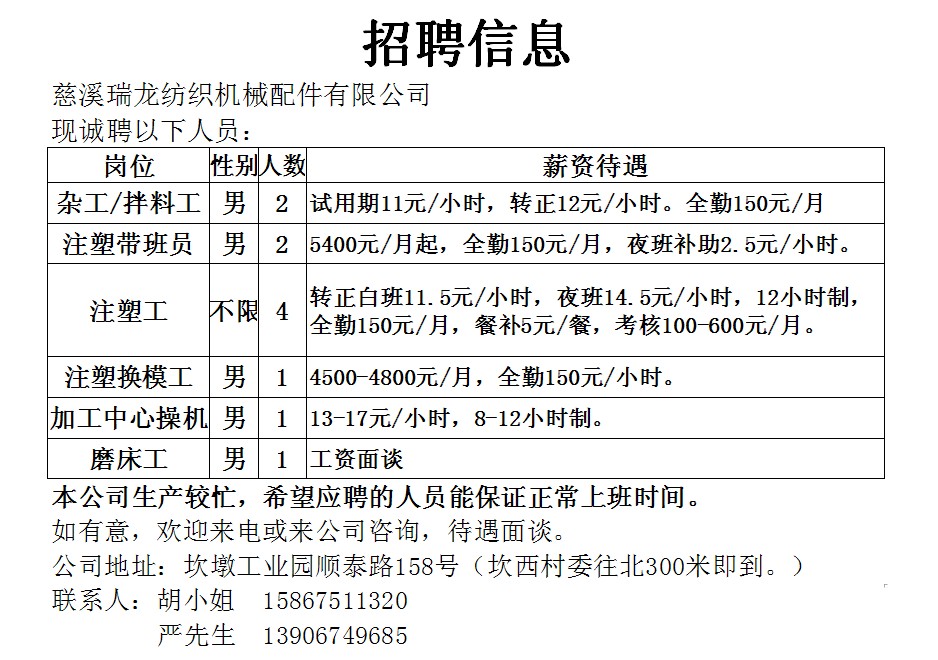 慈溪司机岗位招聘动态