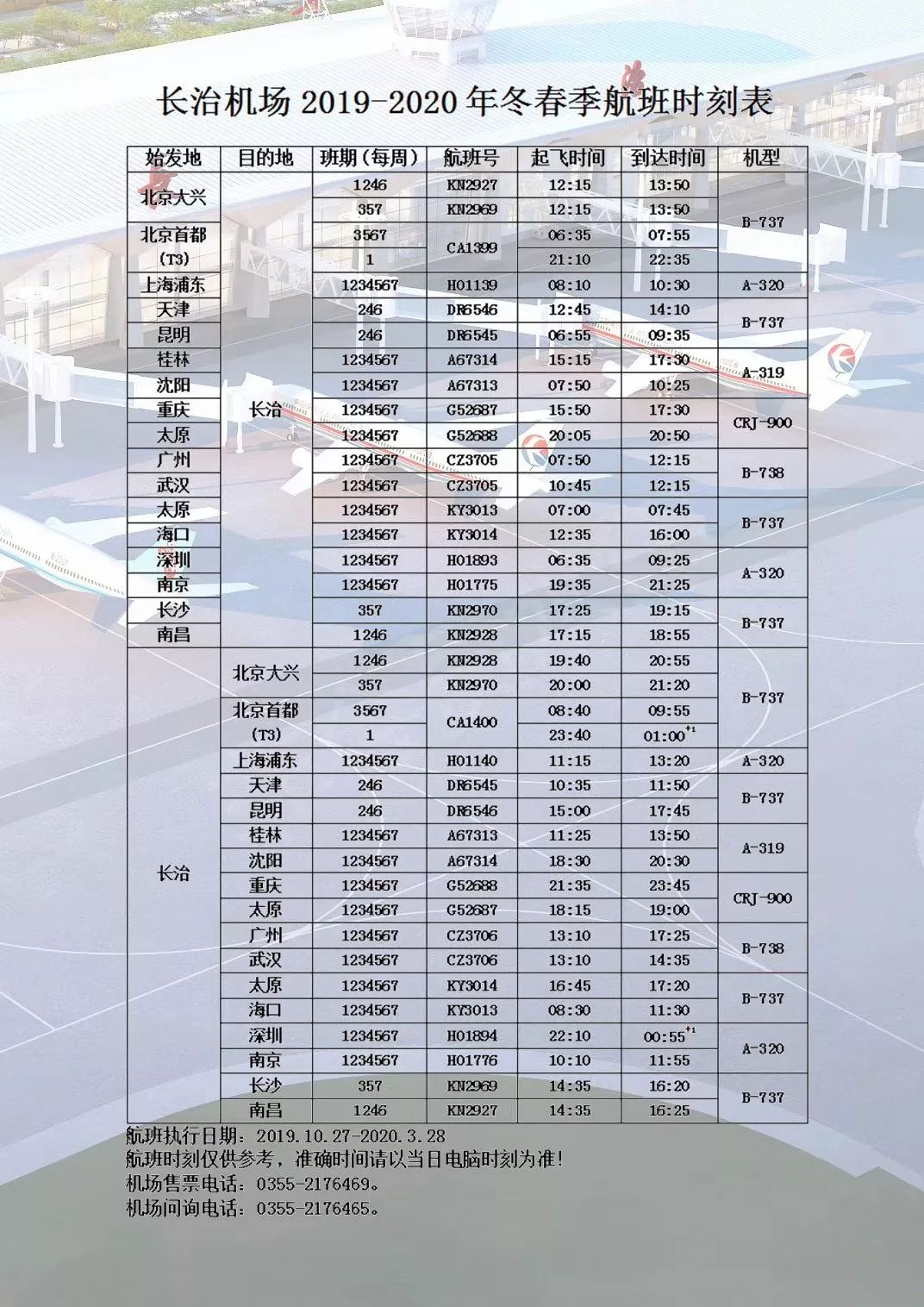 长治国际机场航班动态速览